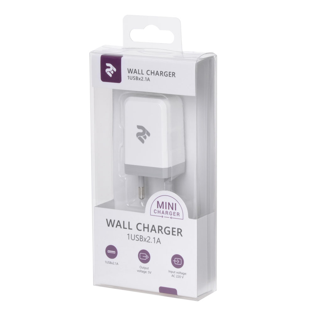 Адаптер 2E 2E-WC1USB2.1A-W Wall Charge USB Wall Charger USB White