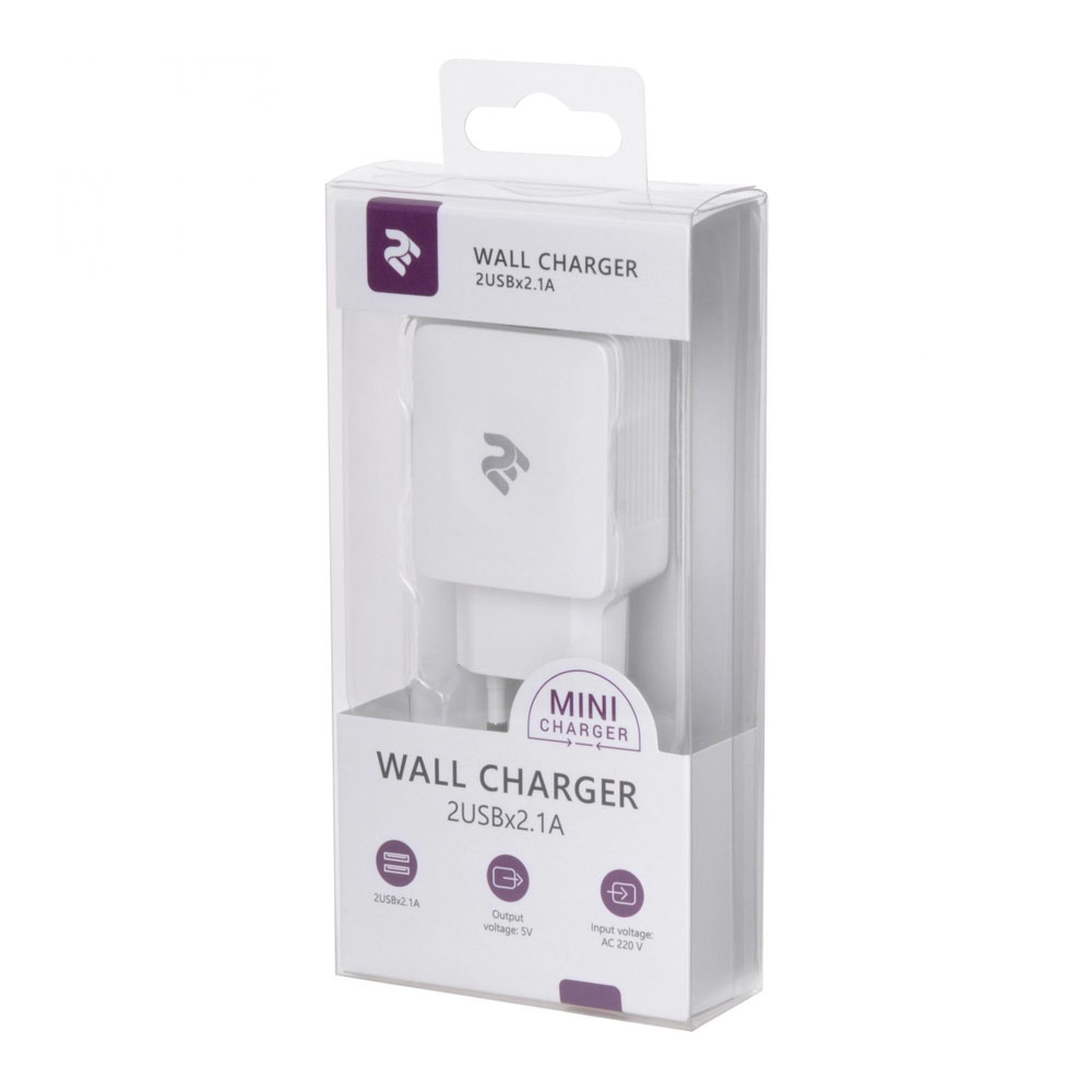 Адаптер 2E 2E-WC4USB-W Wall Charge Wall for 2 USB White