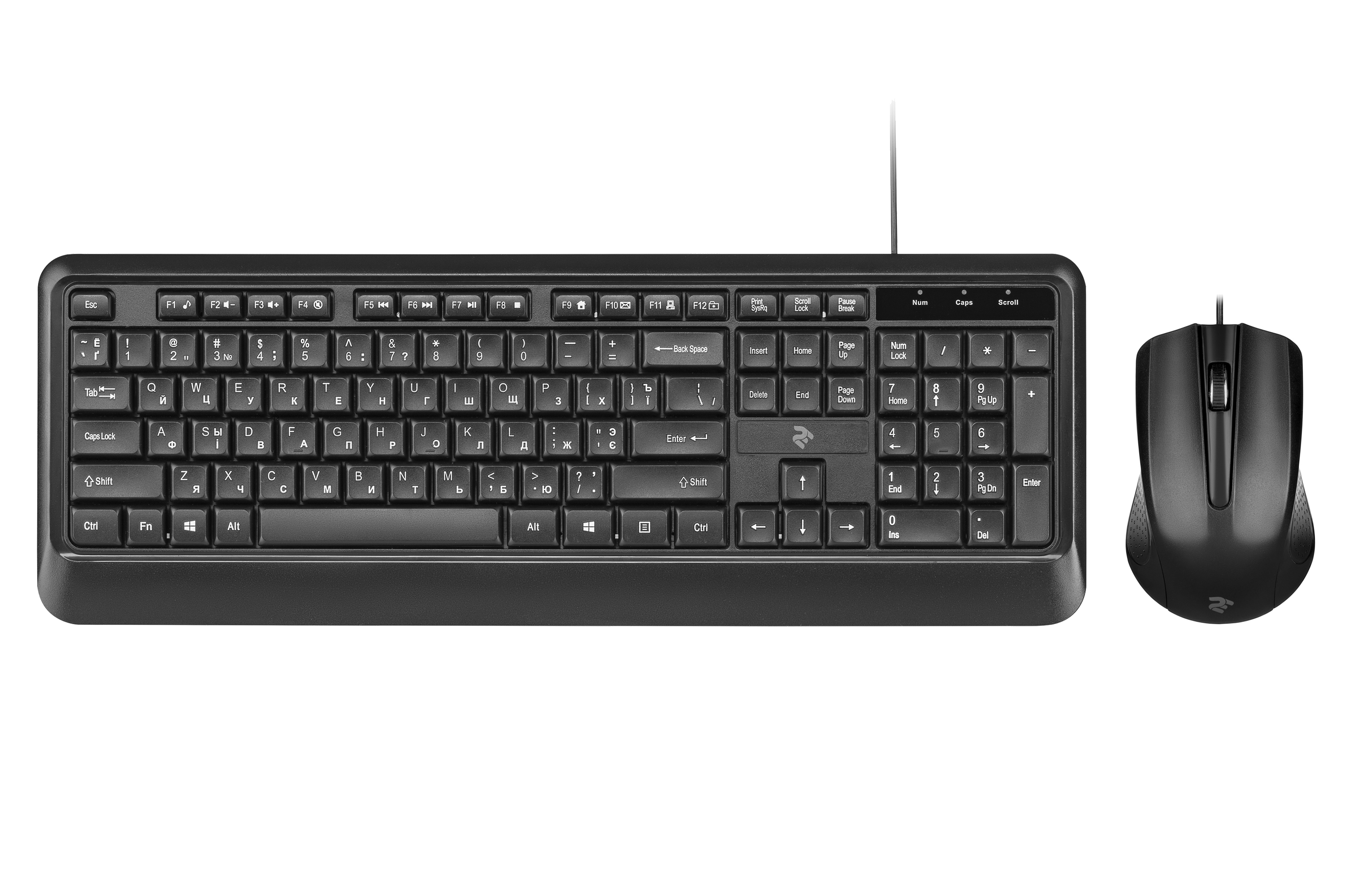 Проводные клавиатура и мышь 2E 2E-MK404UB Black