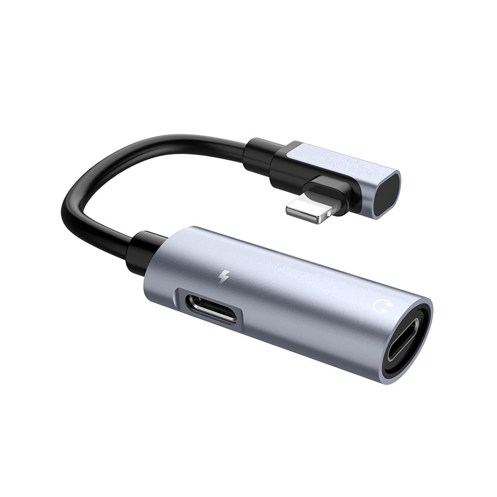 LS18 dual lightning digital audio converter metal gray/Cable Hoco