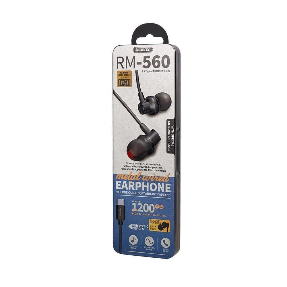 RM-560 Metal Wired Earphone for Type-C Black/Внутриканальные наушники Remax