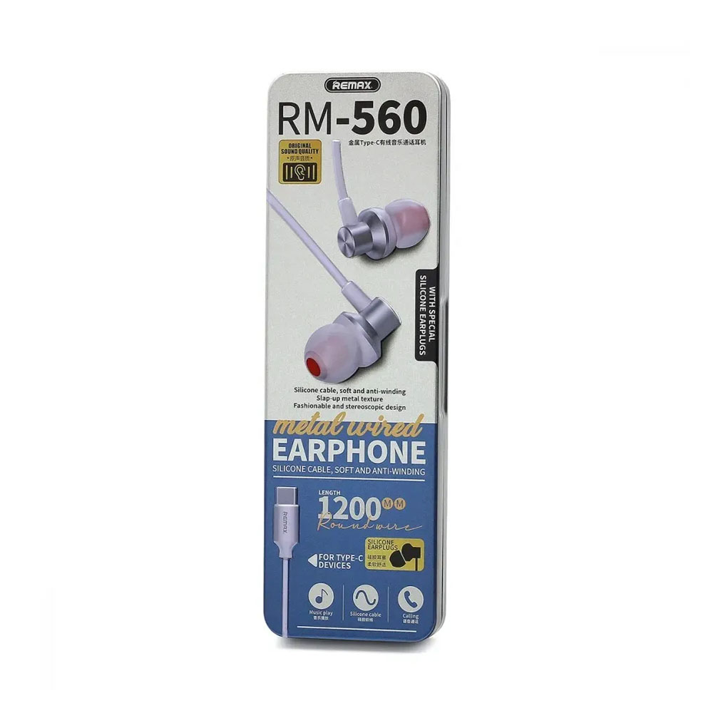 Внутриканальные наушники Remax RM-560 Metal Wired Earphone for Type-C White