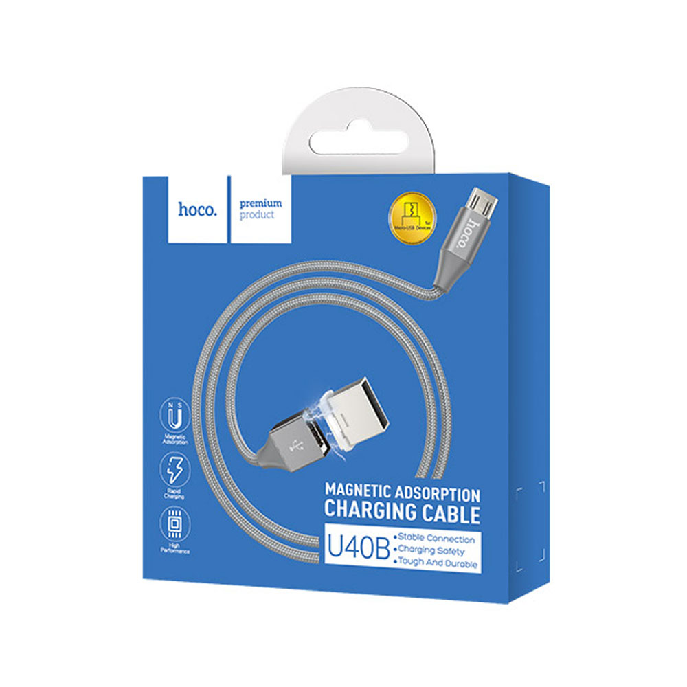 U40B magnetic adsorption Micro USB charging Metal grey/Cable Hoco