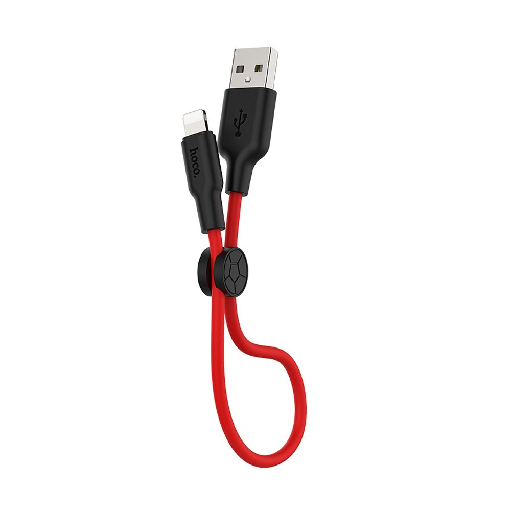 X21 Plus Silicone charging Lightning L=0.25M Black&Red/Cable Hoco
