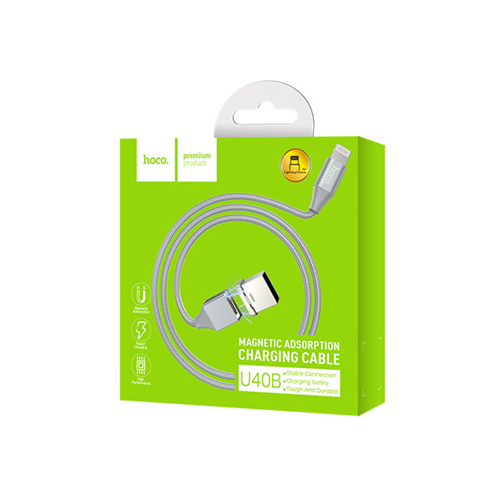 U40B magnetic adsorption Lightning USB charging Metal gray/Cable Hoco