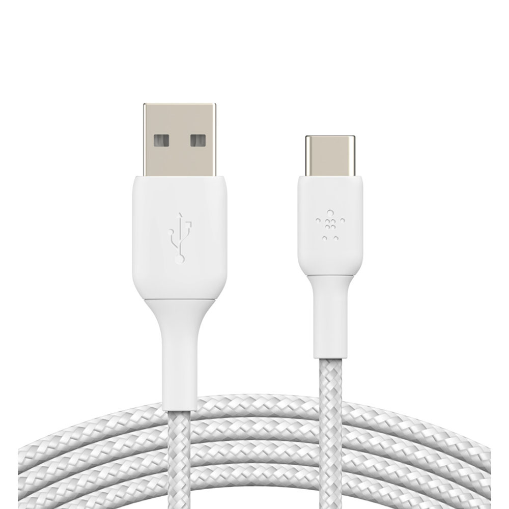 Cable Belkin CAB002BT1MWH Braided USB-C to USB-A 1m White