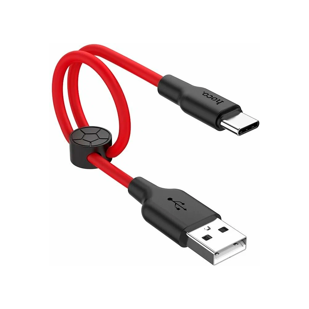 Cable Hoco X21 Plus Silicone charging Type-C L=0.25M Black&Red
