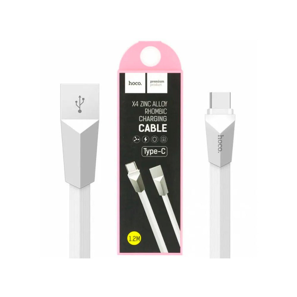 Cable Hoco X4 Zinc Alloy Rhombus Type-C USB Charging White